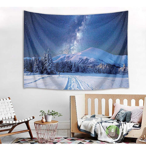 ~? Hvest Starry Sky Tapestry Snow Mountain Wall Hanging Pine 1