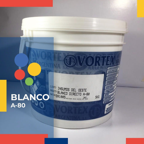 INSUMOS DEL OESTE Blanco Directo A80 Tinta Al Agua Serigrafia Textil 5kg 1