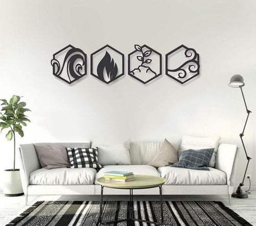 Decorative Wall Art Set - 4 Elements Laser Cut MDF Home Decor 3