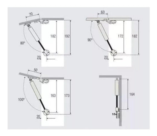 Gas Piston for Lift-Up Cabinets 60 - 80 - 120 N 2