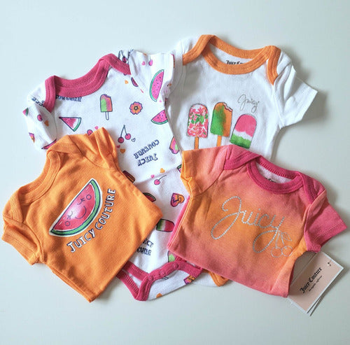 Juicy Couture Pack of 4 Short Sleeve Bodysuits Size 0 to 3 Months Girl 1