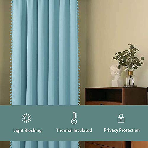 Lordtex - Cortinas Opacas Con Pompones Para Dormitorio, 52.0 3