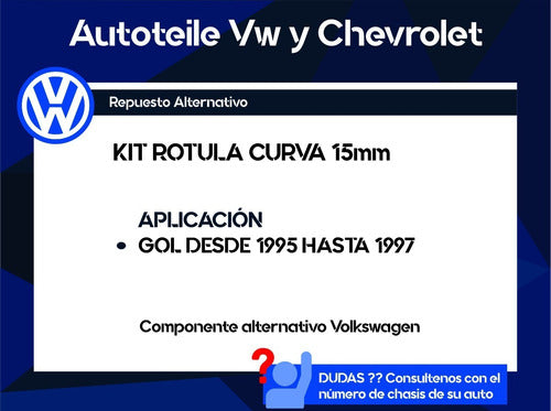 Kit Rotula Curva Vw  Gol 95/97 15mm 1