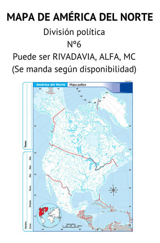 Generico Mapa Escolares América Del Norte N°6 División Política 1