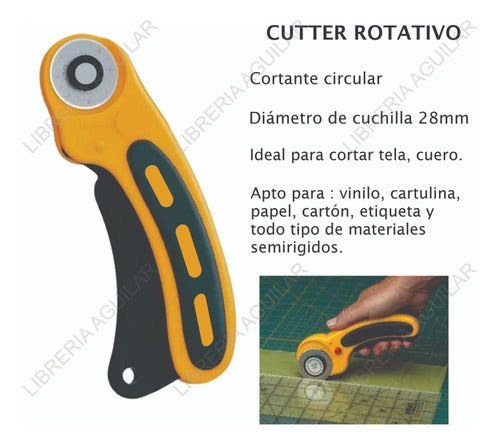 Kit 6 Art A4 Base Bisturi Cutter Rotativo Regla Acero 7