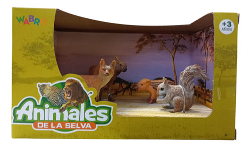 Wabro Jungle Animal Toy Set: Fox, Squirrel, Boar & Antelope 0