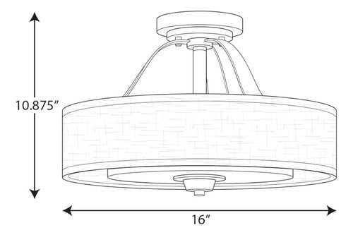 Progress Lighting Kene Collection Brushed Nickel Two-Light Semi-Flush Convertible 3