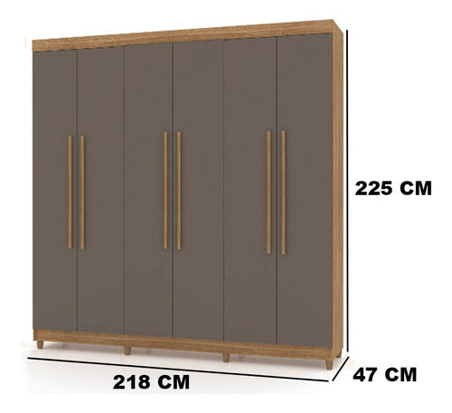 Welaman Elegance 6-Door Wardrobe with 2 Drawers and Various Shelves - 100% MDP 1