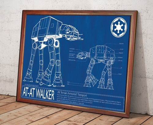 Enmarcado Memorabilia Cafoot Star Wars La Guerra De Las Galaxias Poster At-at Walker 0