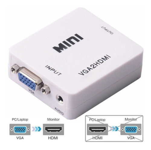 Conversor  Vga A Hdmi Con Audio Analógico A Digital Full Hd 6