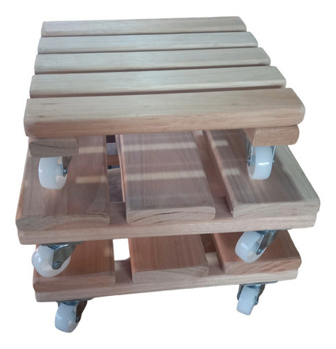Eucalyptus Wood Planter Base 30x30 with Solid Wheels 5