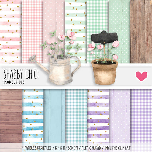 High-Quality Digital Paper Kit Shabby Chic Printable Backgrounds - Model 8 0