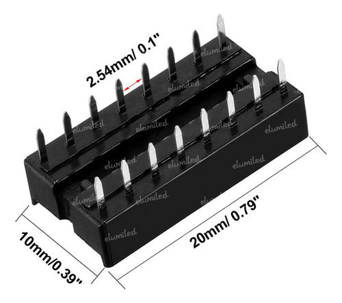 Elumiled 5 Integrated Circuit Sockets 16 Pins 2x8 Dip16 7.62mm 1