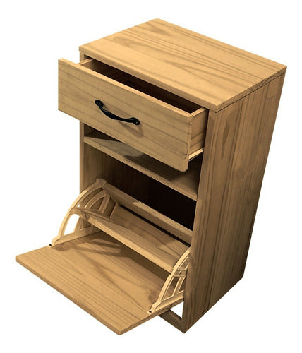 Sajo Combo 2 Modern Pine Nightstands with Drawer for Shoes 3