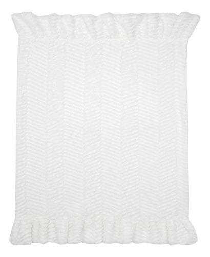 Lambs & Ivy Signature White Ruffled Lux Minky/jersey Chevron 1