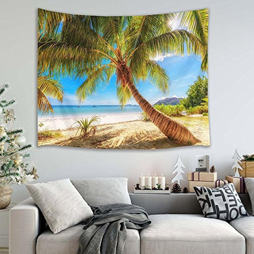 Tapiz De Playa Tropical Hvest Tapiz De Pared Palmeras Verdes 1