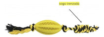 Bestia Peluda Rugby Dental Rubber Ball Toy 11cm with Braided Rope for Dogs 5