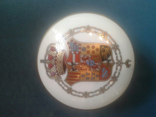 Antigua Polvera Cuenco Porcelana Escudo España Spain Blason 5