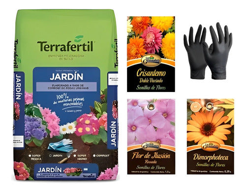 Kit Terrafertil Jardin 20l Semillas+flores+guantes Valhalla 0