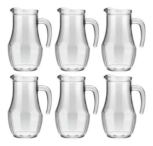 Set of 6 Nadir Tango Glass Jugs for Juice, Water, and Soda 1.5L Each 0