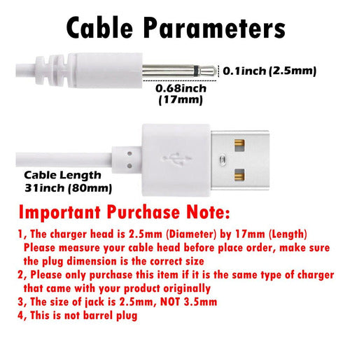 Paquete De 2 Cables De Carga Cc De Repuesto De 2.7 Pies, Ada 1