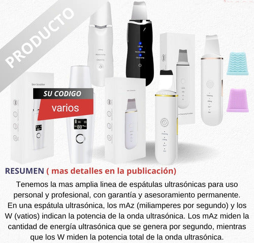 Espatula Facial Ultrasonica Peeling Profesional 500mah 1.5 W 1