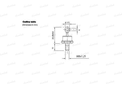 3 Diodos Rectificador 50a 600v Anodo Rosca M8x1.25 50hfr060 1