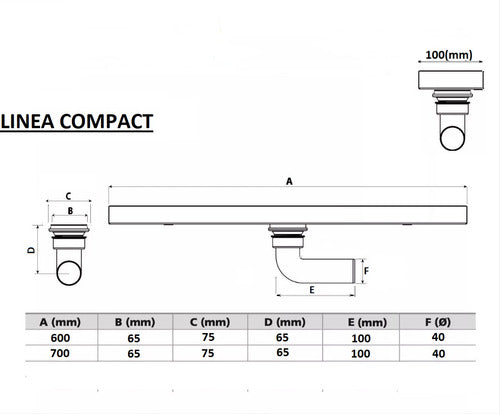 Desague Lineal 70cm Acero Inox. Compact Premium Moldumet 1