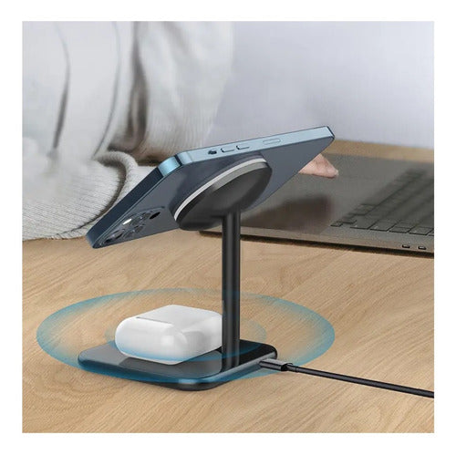 2 en 1 Magnetic Wireless Charger 15W Fast Charge 2