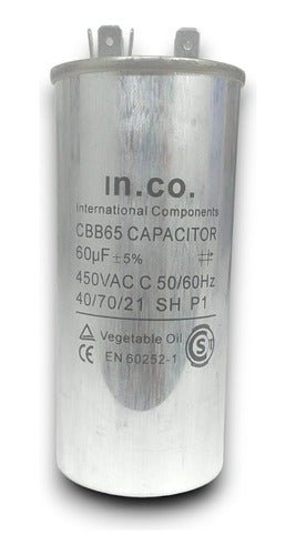 Capacitor Metálico 60 Uf 450vac 50/60hz Aire Acondicionado 0