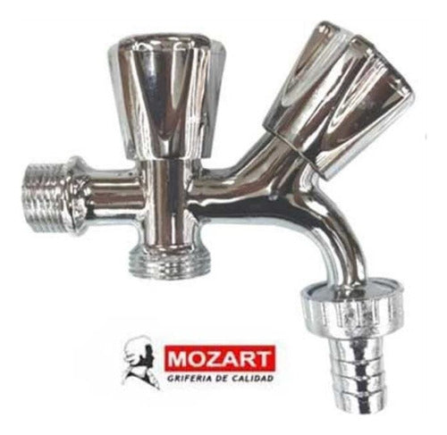 Mozart Metallic Double Thread Faucet 3/4 for Washing Machines 9031 1