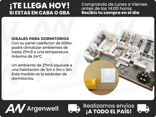 Temptech Estufa Pared 220 V Placa Calefactora 500 W Ahorro De Energía 5