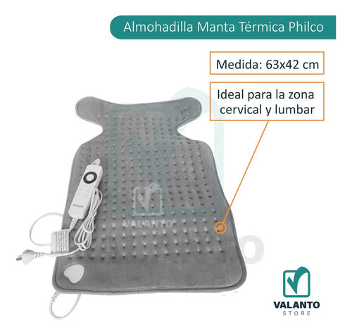 Philco Electric Thermal Blanket for Cervical and Lumbar Support 63x42 1