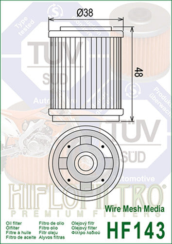 Filtro Aceite Hiflo Hf143 Yamaha Ttr230 2005/2023 Cta 1