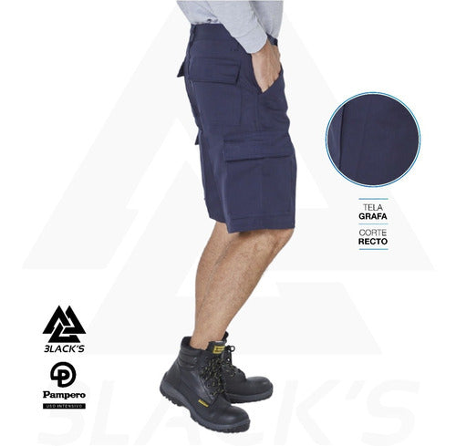 PAMPERO Work Cargo Shorts Blue/Beige Sizes 38 to 60 1