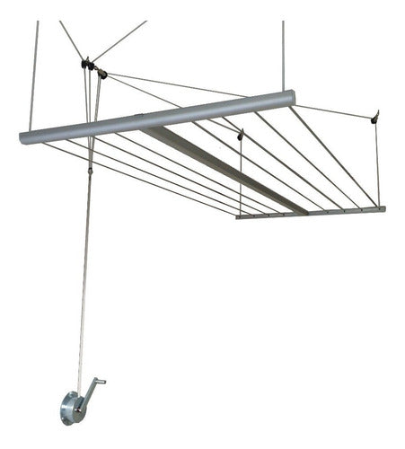 Abaco Hanging Ceiling Dryer - Ceiling Clothespin - Manual Crank with Aluminum Frame 0