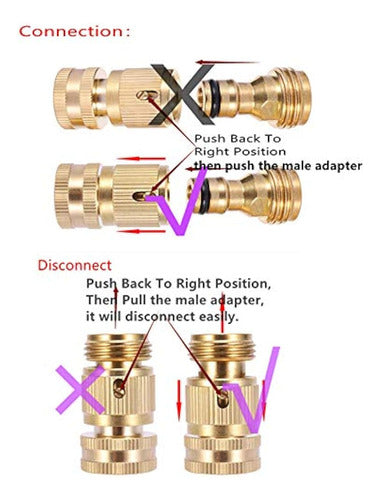 Juego De 3 Mangueras De Jardín Con Conector Rápido De Latón 4