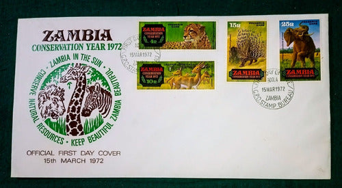 Years of Conservation 2 Envelopes First Day of Issue Zambia Year of Conservation 1