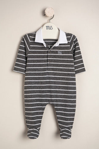 Magdalena Esposito Rocco Striped Onesie with White Collar 0