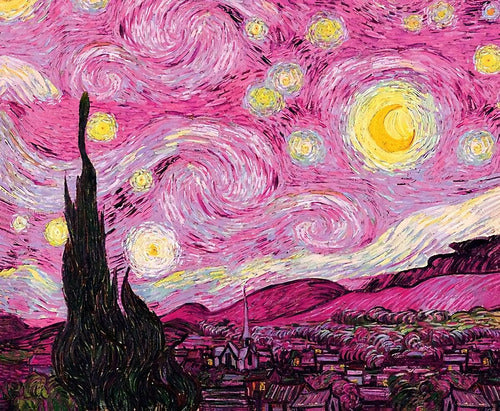 CubikCuadros Starry Night Pink Rosa Van Gogh Art Painting 30x45cm 0