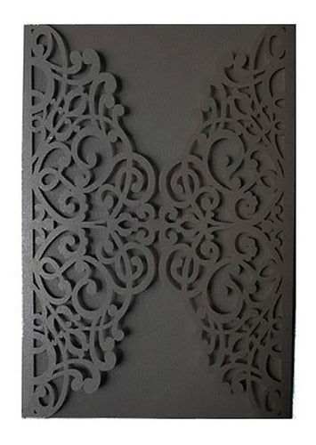 Oasis Creaciones 30 Laser Cut Black Envelopes for Wedding Invitations, 15 Years 1