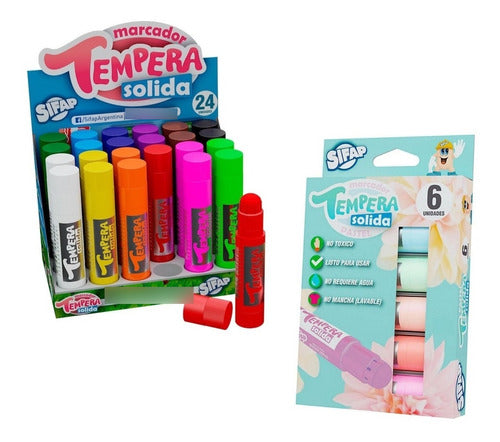 Sifap Tempera Solida Combo Box of 24 Units + 6 Pastels 0