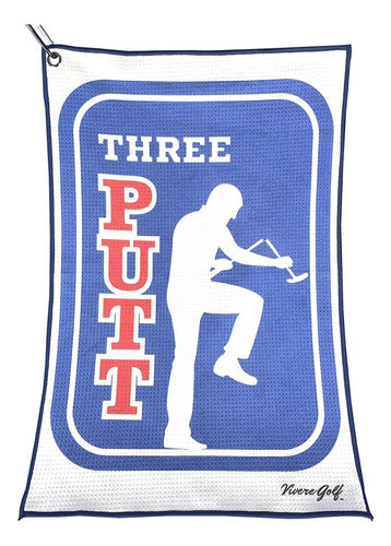 Vivere Golf Three Putt Funny Golf Towel for Golf Bag w/ Clip 0