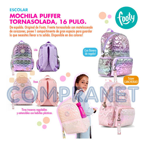 Footy Puffer Tornasolada 16 Inches Backpack 1