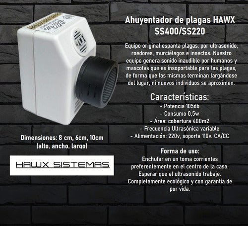 HAWX Ultrasound Pest Repeller for Rats and Bats X 5 U SS400 3