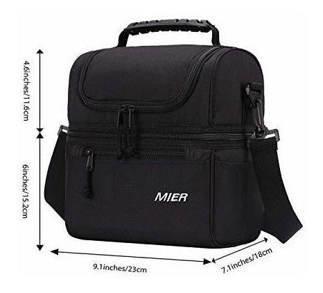 Bolso De Dos Compartimientos Para Bebidas Alimentos- Negro M 5