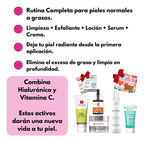 Complete Lidherma Facial Skincare Routine with Hyaluronic and Vitamin C 1