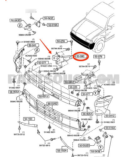 Mazda Front Bumper Support Right - B2200/B2500 1996- 5