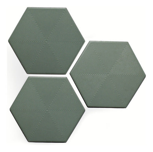 Green Deco Hexagonal Decorative Ceramic Tile 20x23 Cm 0