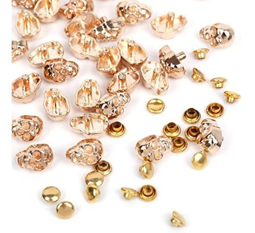 Rubyca 30 Skull Head Rivets Studs - Gold 4